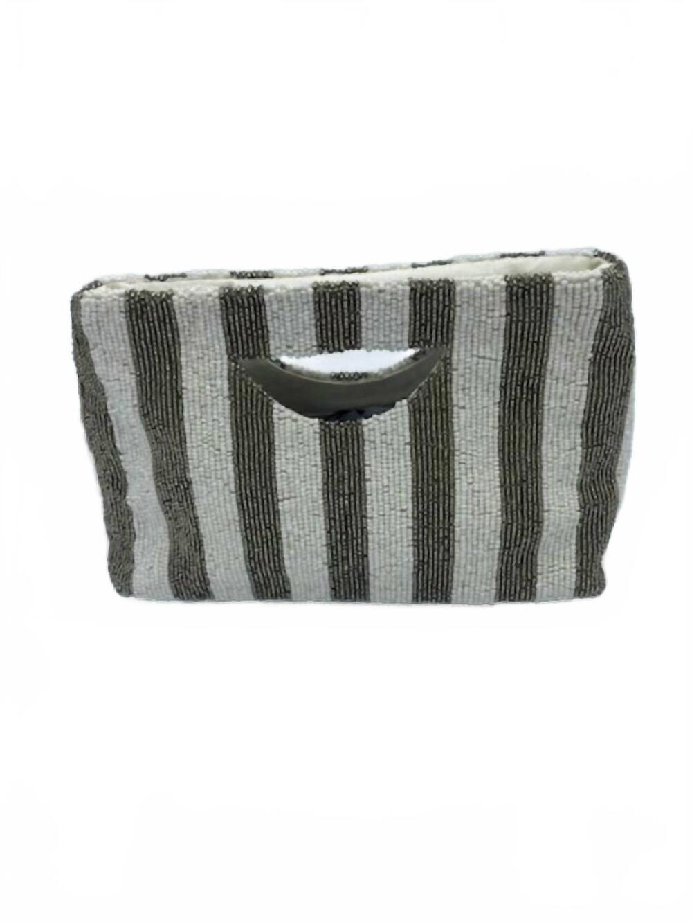 NEW TIANA floria cutout handle clutch in ivory/pewter